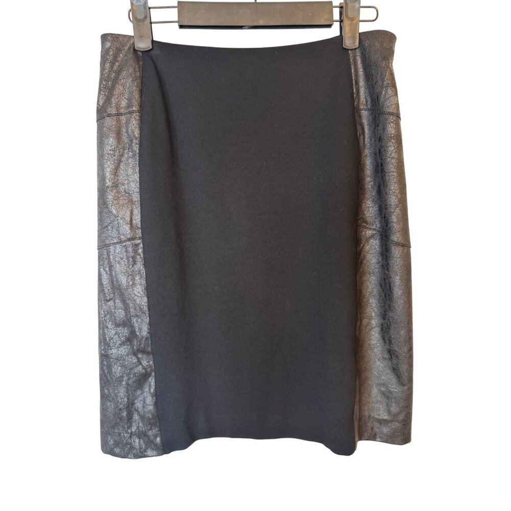 2/$30 Lysse M Black & Charcoal Faux Leather Panel Skirt
